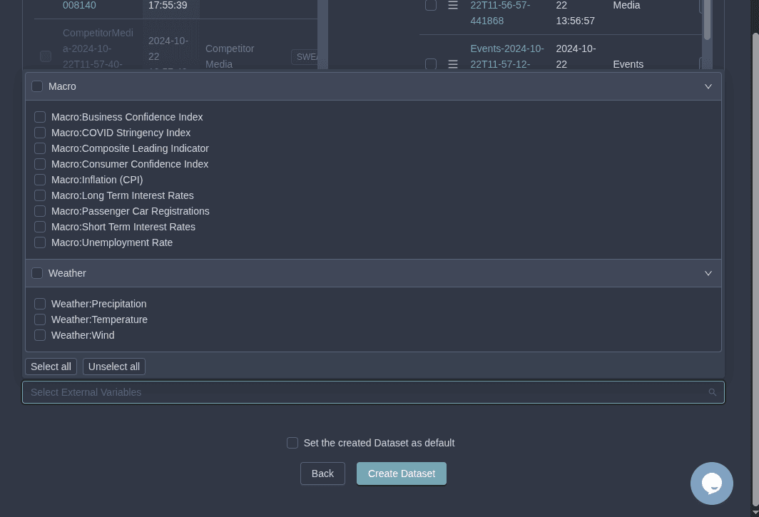 External Variable Options